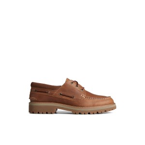 Beige Sperry Authentic Original Unlined Lug 3-Eye Boat Shoe | 2146-YFXCW