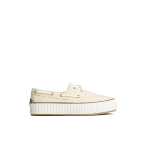 Beige Sperry Pier Wave Platform Lace Up Sneaker | 0519-LJTSR