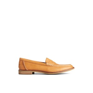 Beige Sperry Seaport Penny Leather Loafer | 7925-RPBWM