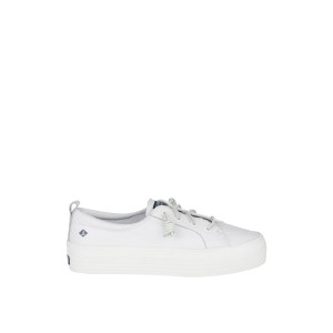 White Sperry Crest Vibe Platform Leather Sneaker | 0987-BOWJF