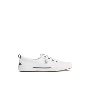 White Sperry Pier Wave LTT Leather Sneaker | 3106-JBEKH